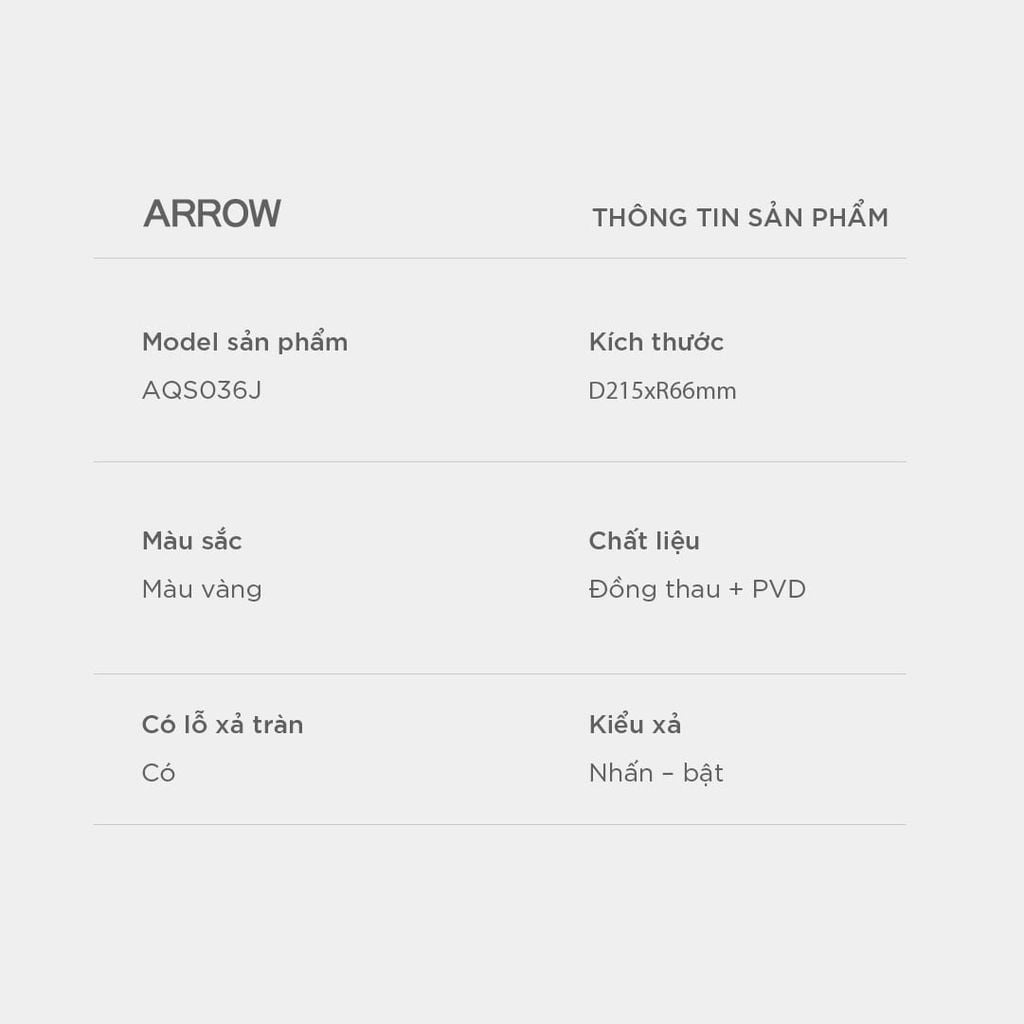 Xả nhấn Lavabo Arrow AQS036J