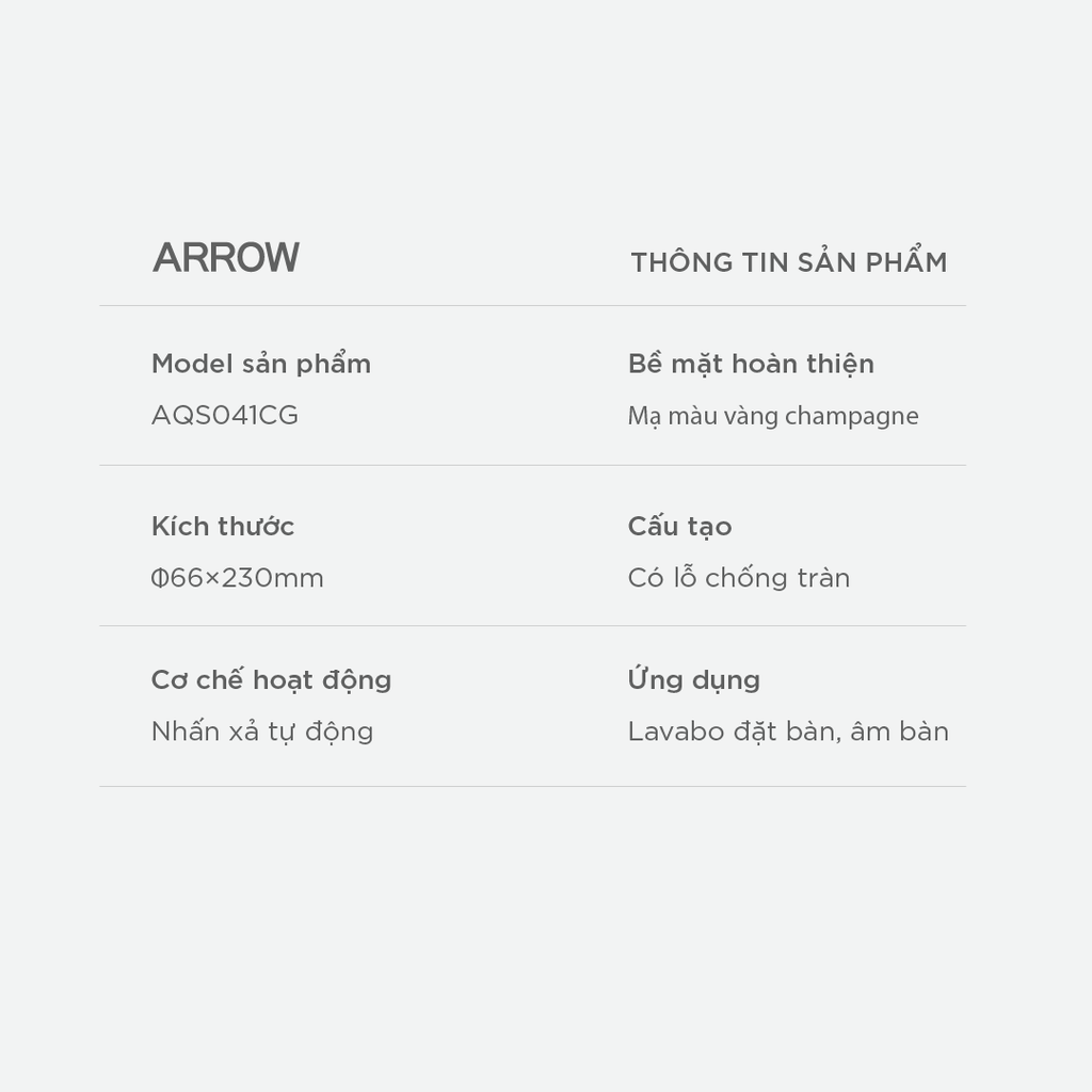 Xả nhấn Lavabo Arrow AQS041CG