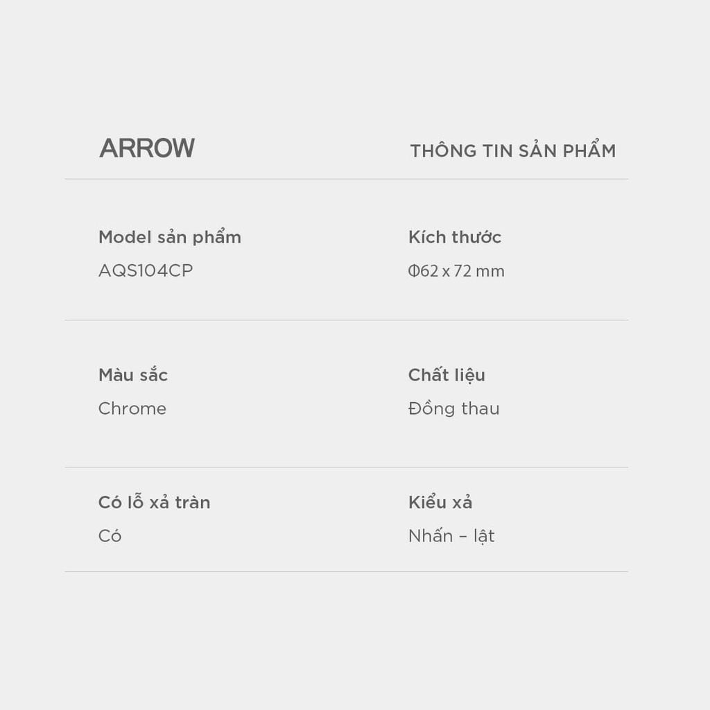 Xả lật Lavabo Arrow AQS104CP