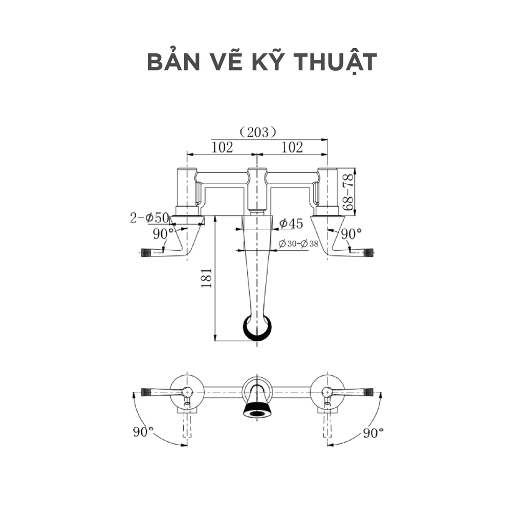 Vòi lavabo nóng lạnh Arrow ARM23855LF90