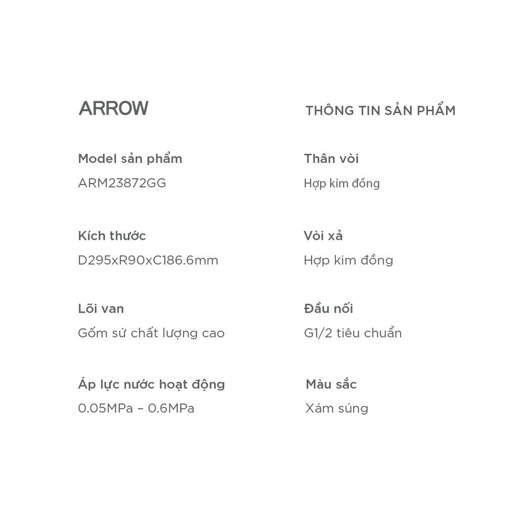 Vòi lavabo nóng lạnh Arrow ARM23872GG
