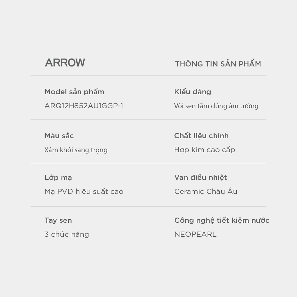 Vòi sen âm tường nóng lạnh Arrow ARQ12H852AU1GGP-1