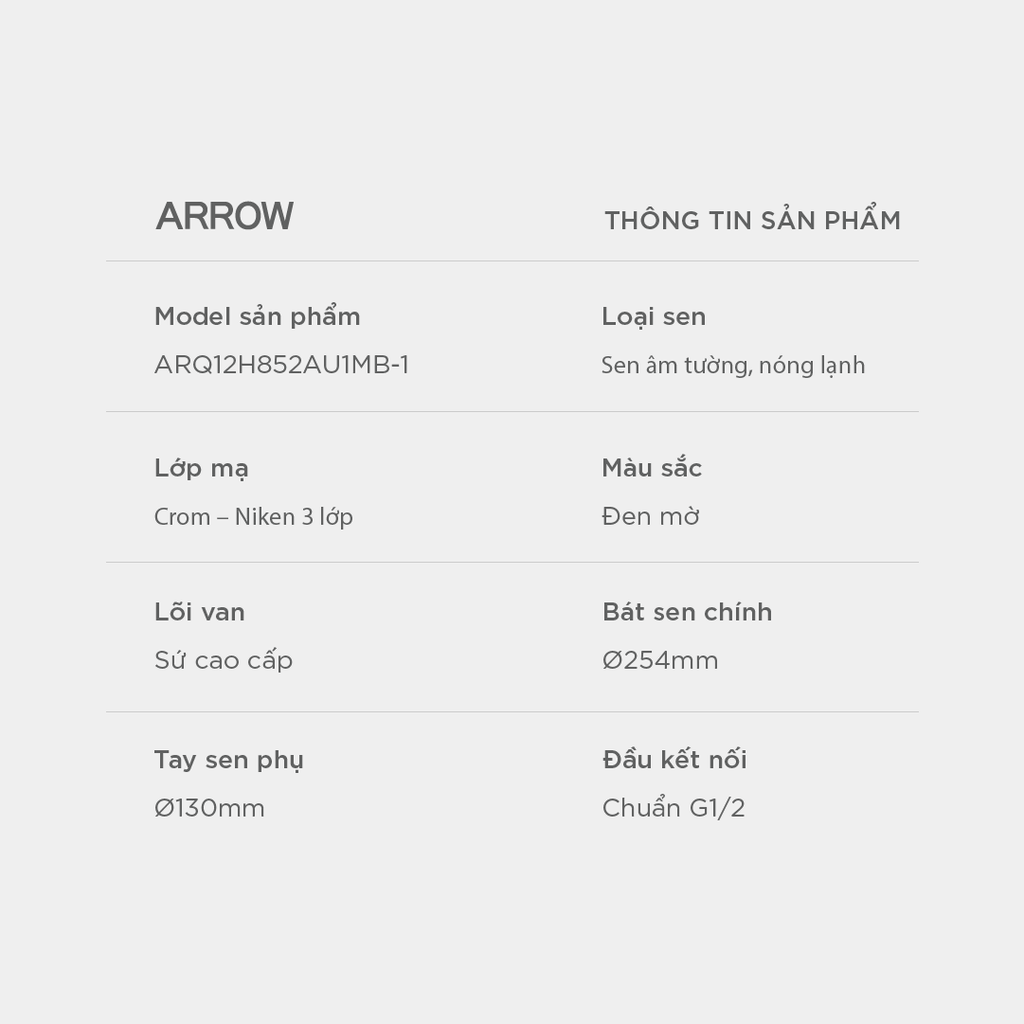 Vòi sen âm tường nóng lạnh Arrow ARQ12H852AU1MB-1