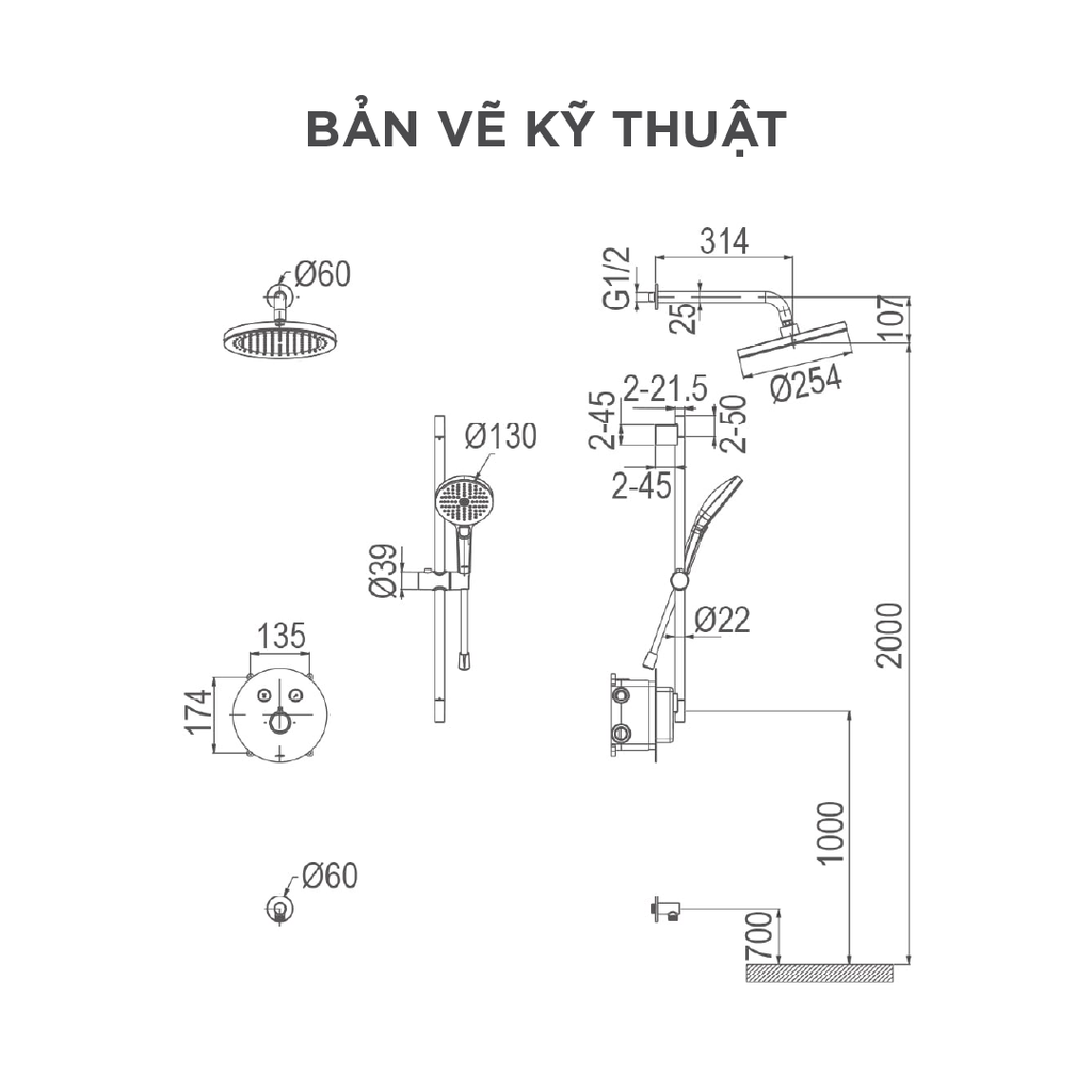 Vòi sen âm tường nóng lạnh Arrow ARQ12H852AU1MB-1