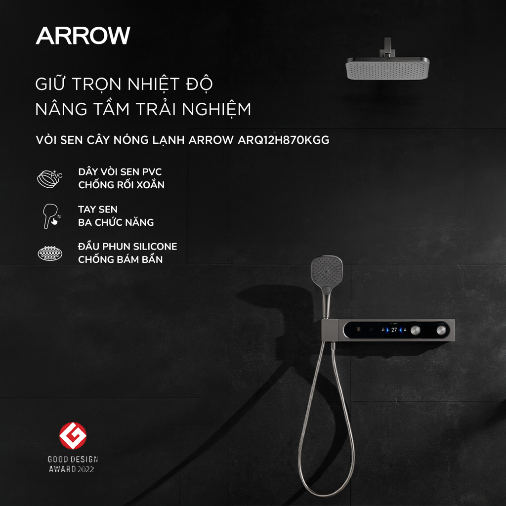 Vòi sen âm tường nóng lạnh Arrow ARQ12H870KGG