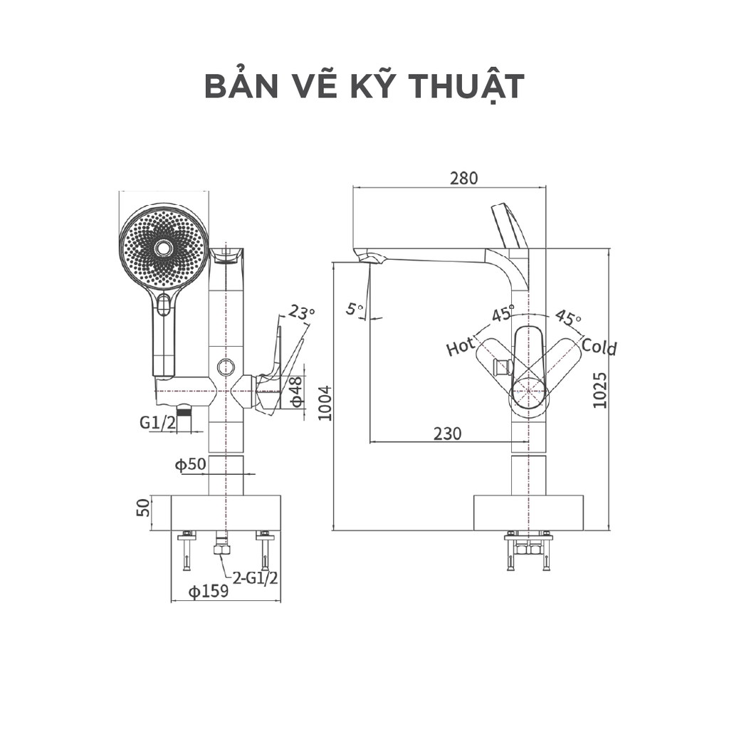 Vòi sen cây nóng lạnh Arrow AYG12852CP