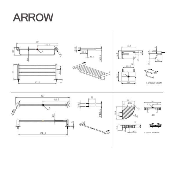 Bộ phụ kiện phòng tắm Arrow AG5209MB-TZ