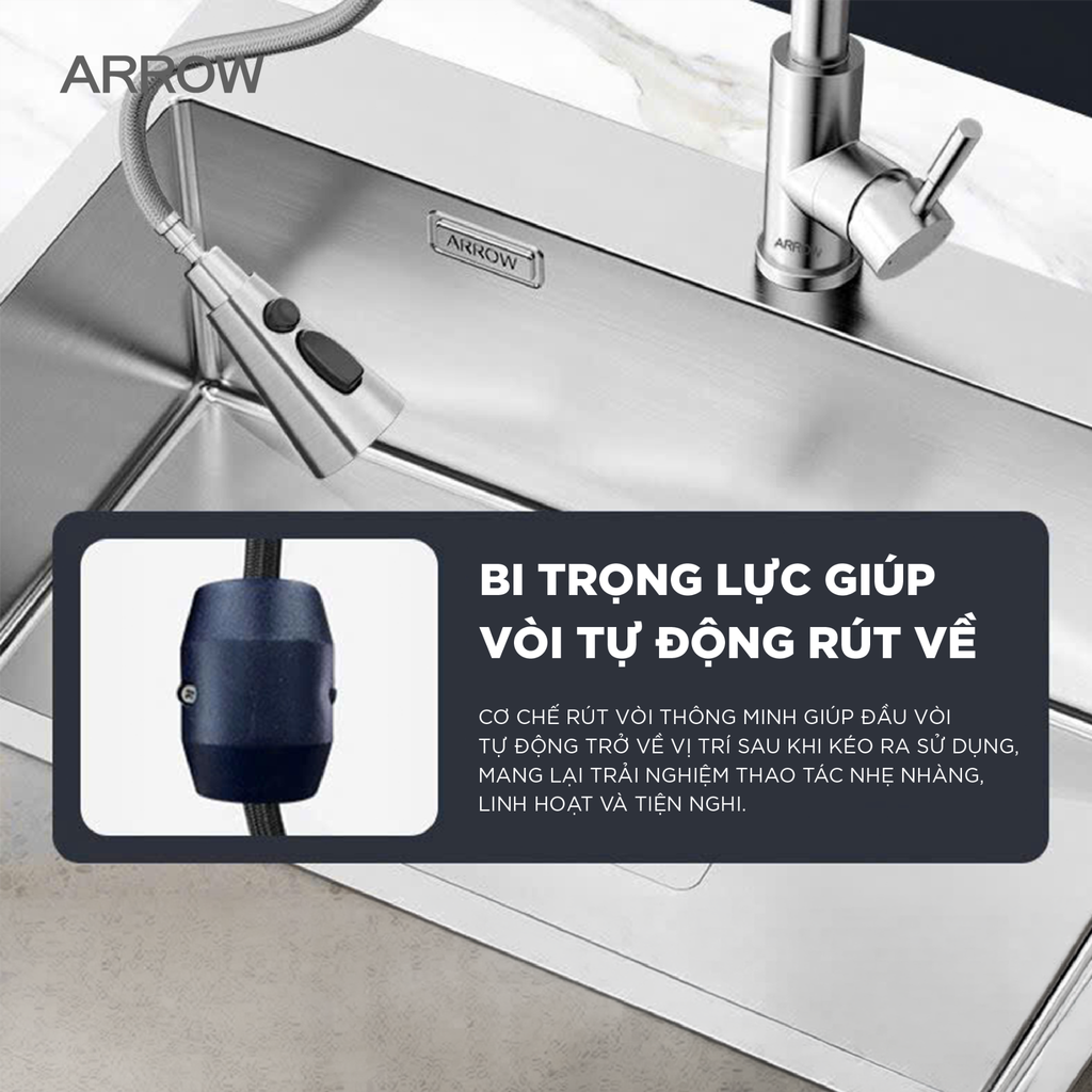 Vòi bếp nóng lạnh Arrow AF4589GGPM