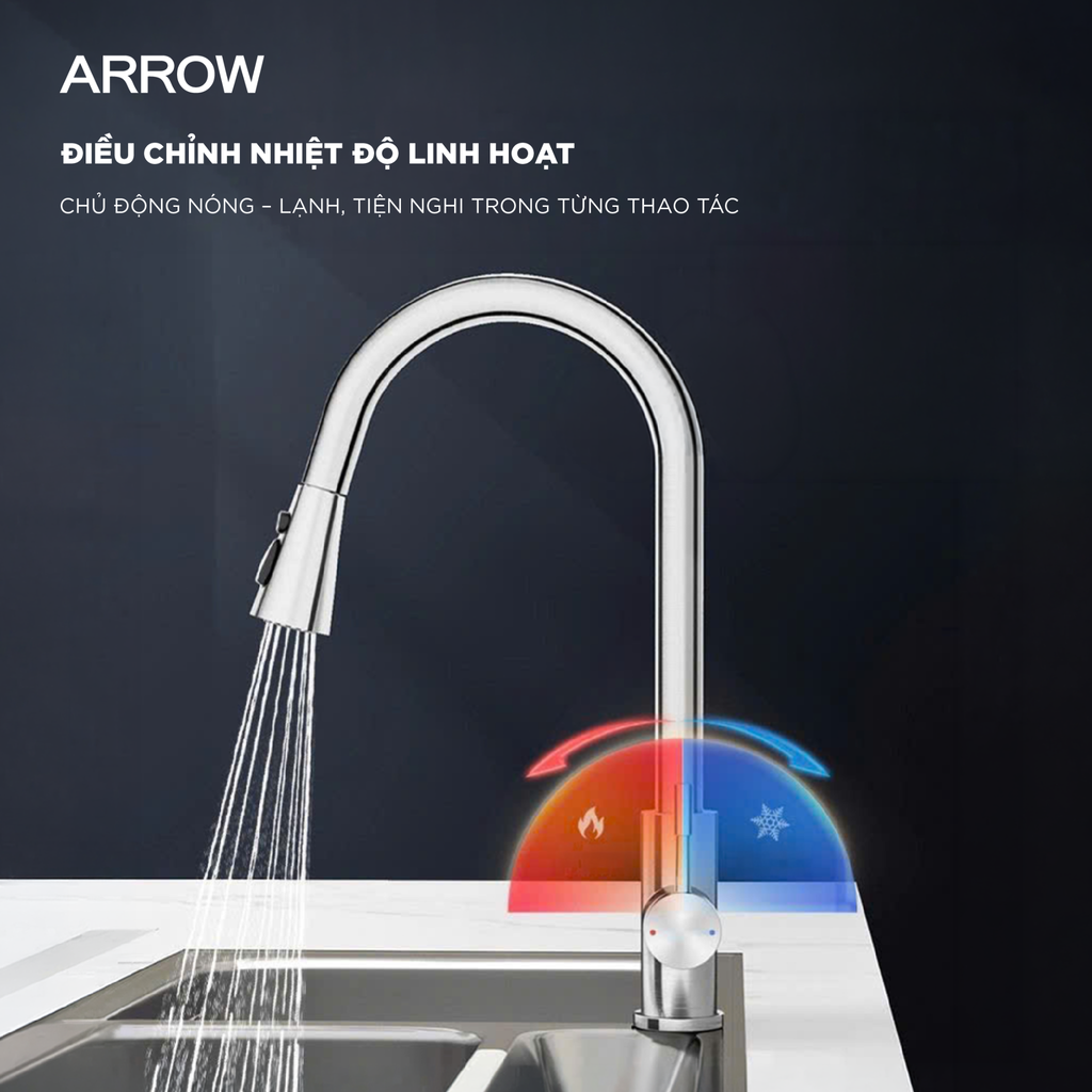 Vòi bếp nóng lạnh Arrow AF4589GGPM