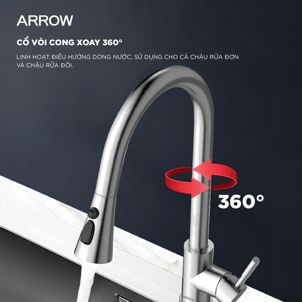 Vòi bếp nóng lạnh Arrow AF4589GGPM