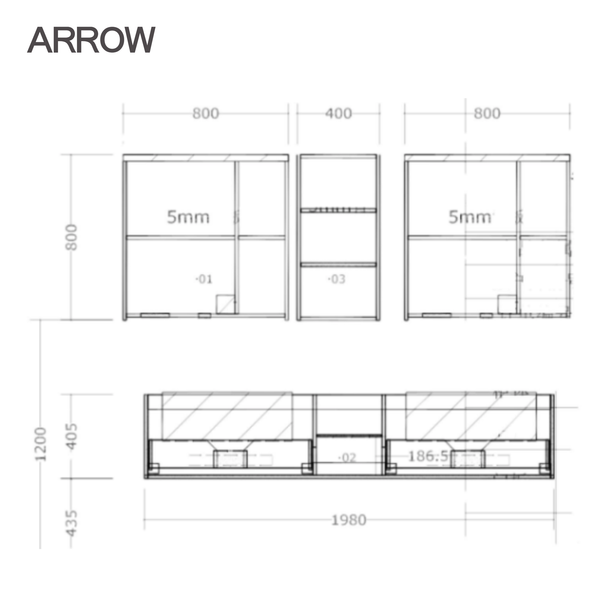 Bộ Tủ Lavabo Arrow A2001LY1/AP4036 và Tủ Gương Arrow A2001LY2
