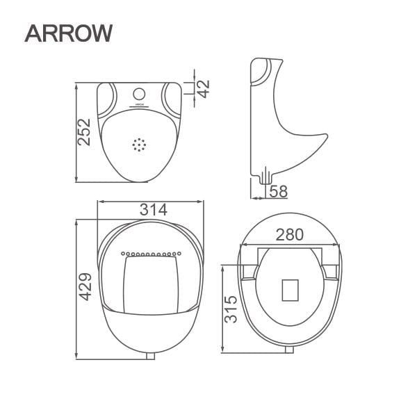 Ảnh bản vẽ thiết kế bồn cầ một khối Arrow AB1167S