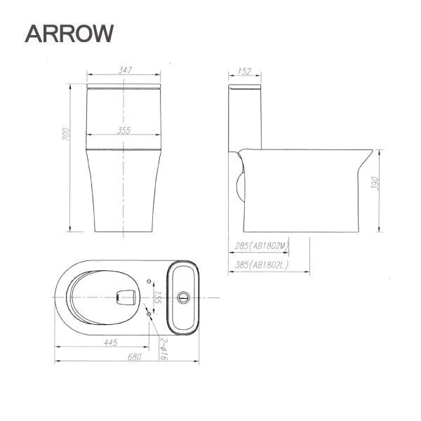 Bồn cầu một khối Arrow AB1802M/AB1118-A