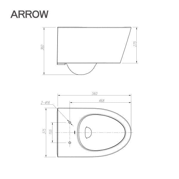 Bồn cầu treo tường Arrow AHB21002H/PG015-ZPA