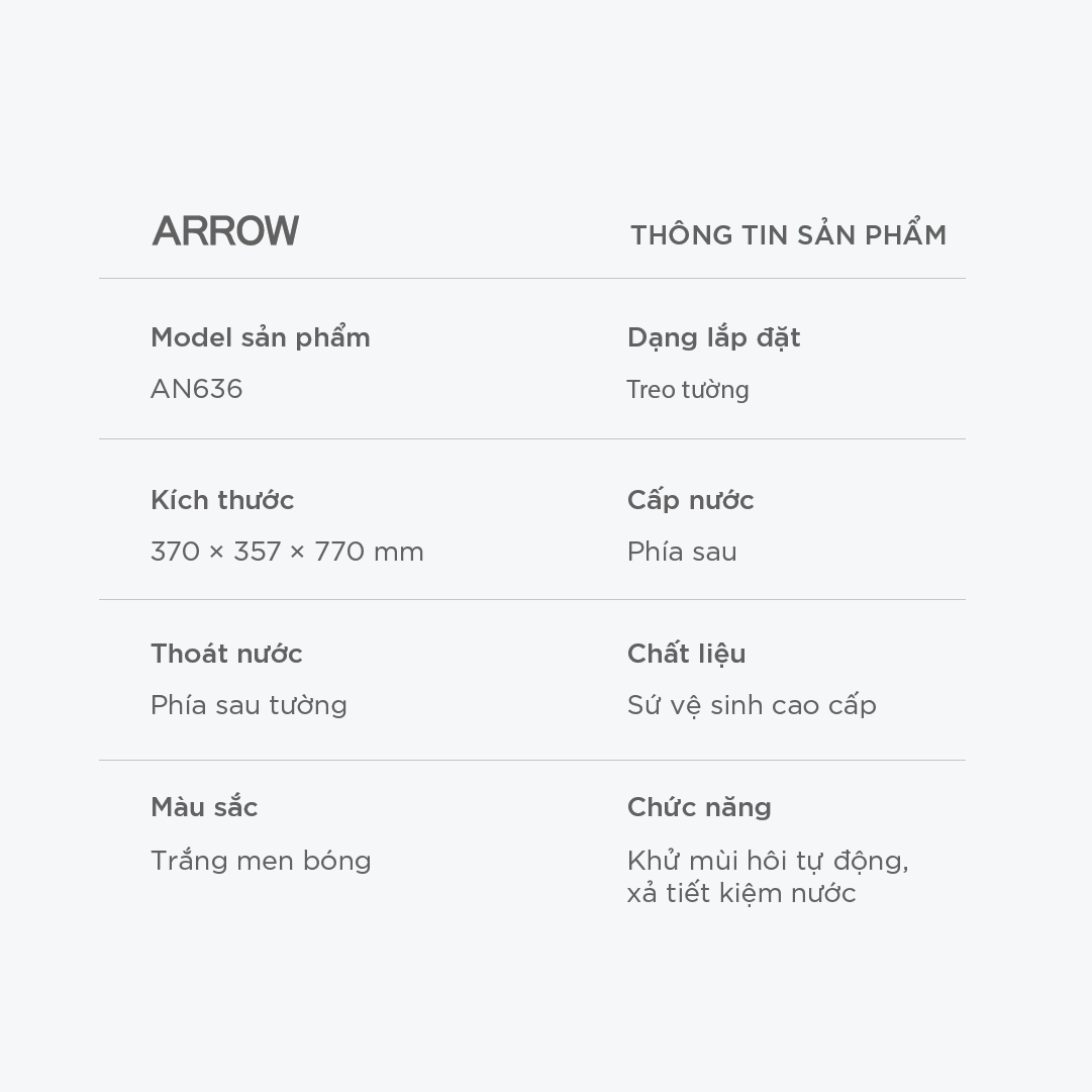 Bồn tiểu nam treo tường Arrow AN636