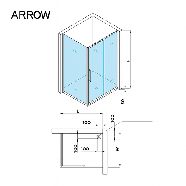 Ảnh bản vẽ kỹ thuật buồng tắm kính Arrow AL37F1U