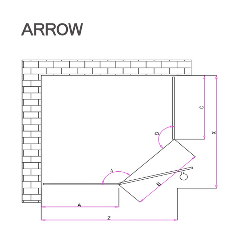 Ảnh bảng vẽ kỹ thuật buồng tắm kính Arrow AL65Z1