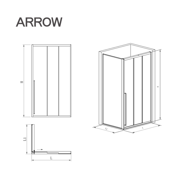 Ảnh bản vẽ kỹ thuật buồng tắm kính Arrow AL70F1