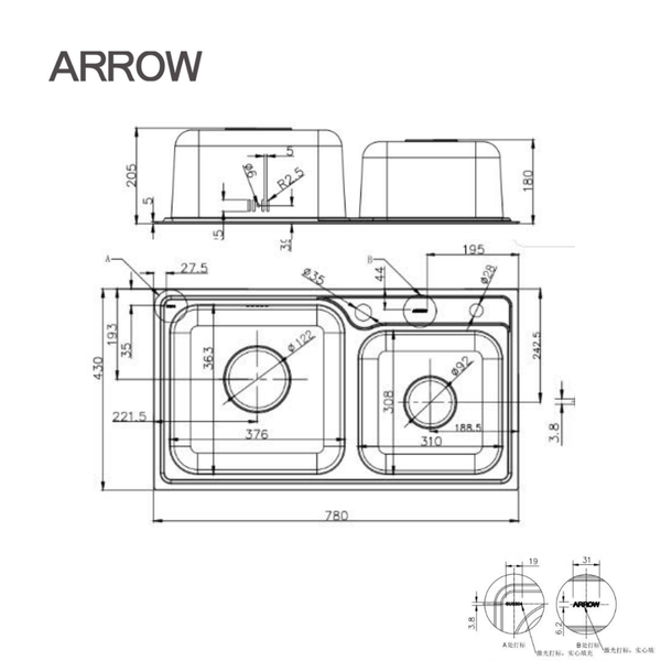 Chậu rửa chén Arrow AF5506