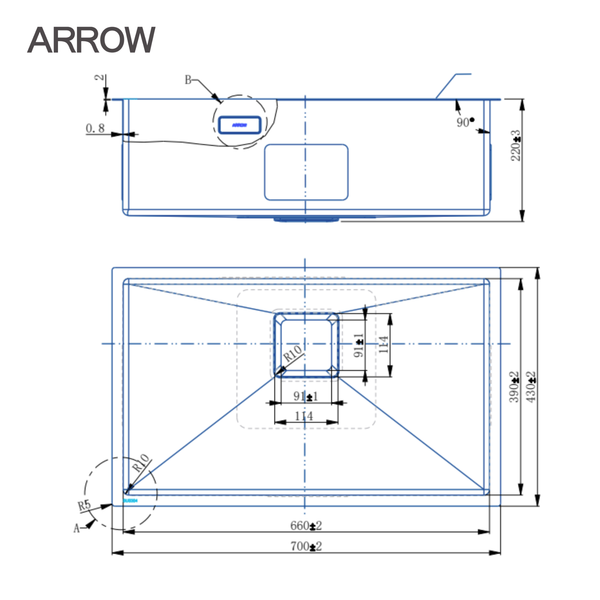 Chậu rửa chén Arrow AF5570811G11-SS