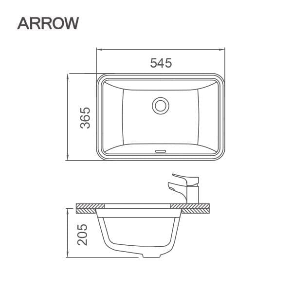 Chậu rửa lavabo âm bàn Arrow AP4036