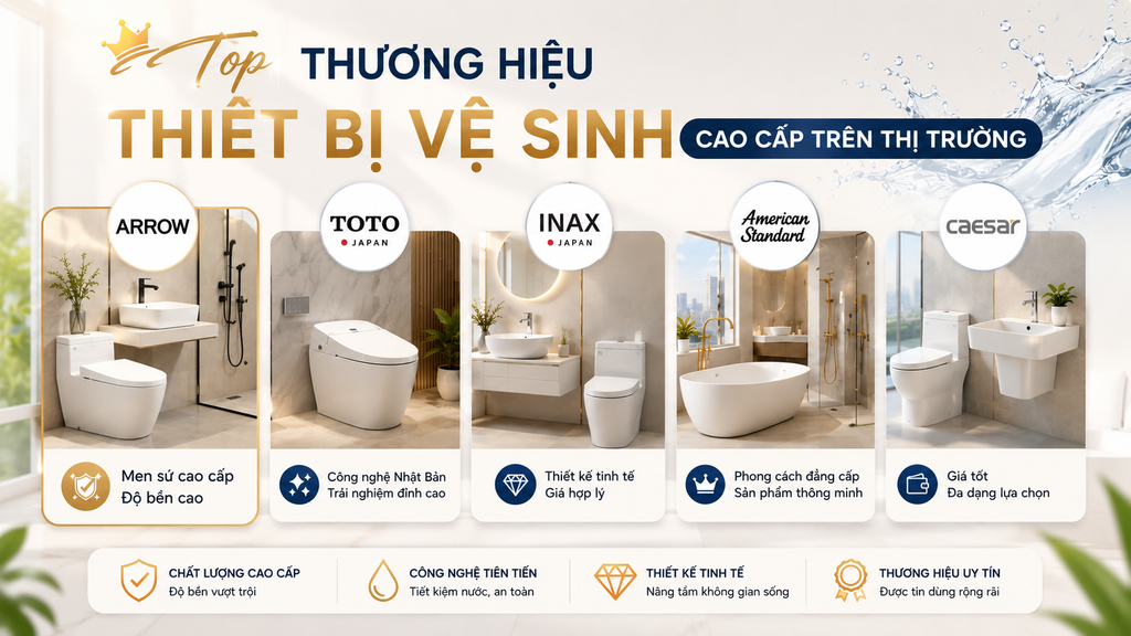 Các Thương Hiệu Thiết Bị Vệ Sinh Cao Cấp Được Ưa Chuộng Nhất Hiện Nay