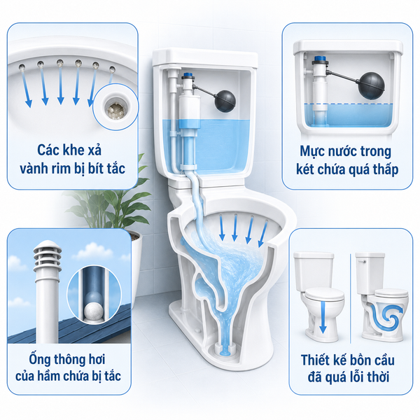 Khắc Phục Lỗi Bồn Cầu Xả Nước Không Xoáy & Giải Pháp Nâng Cấp Từ Arrow