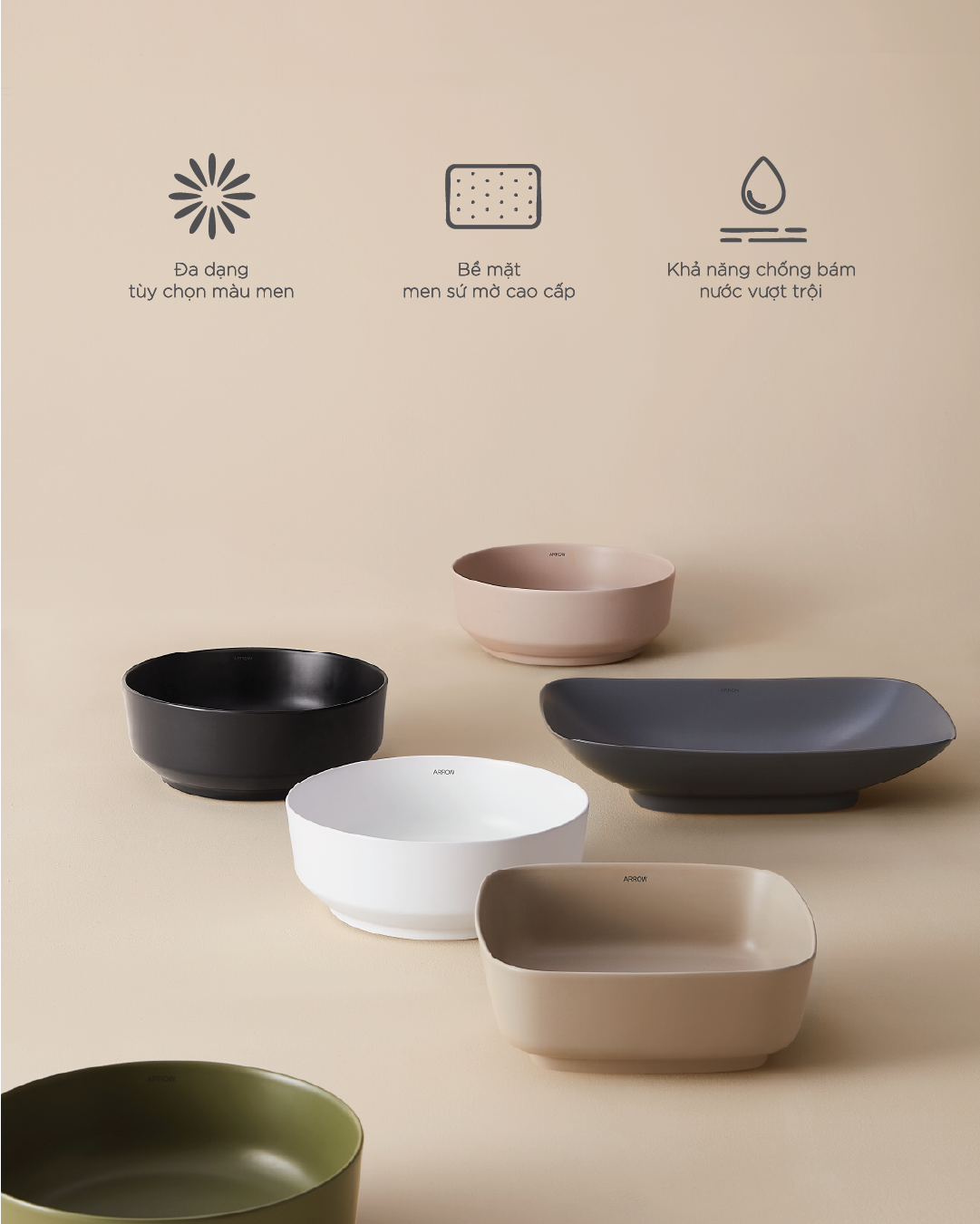 Chậu rửa lavabo đặt bàn Arrow AP41026B