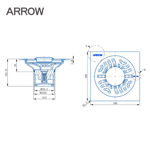 Phễu thoát sàn Arrow AF5116MCP