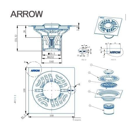 Phễu thoát sàn Arrow AF5116MGG