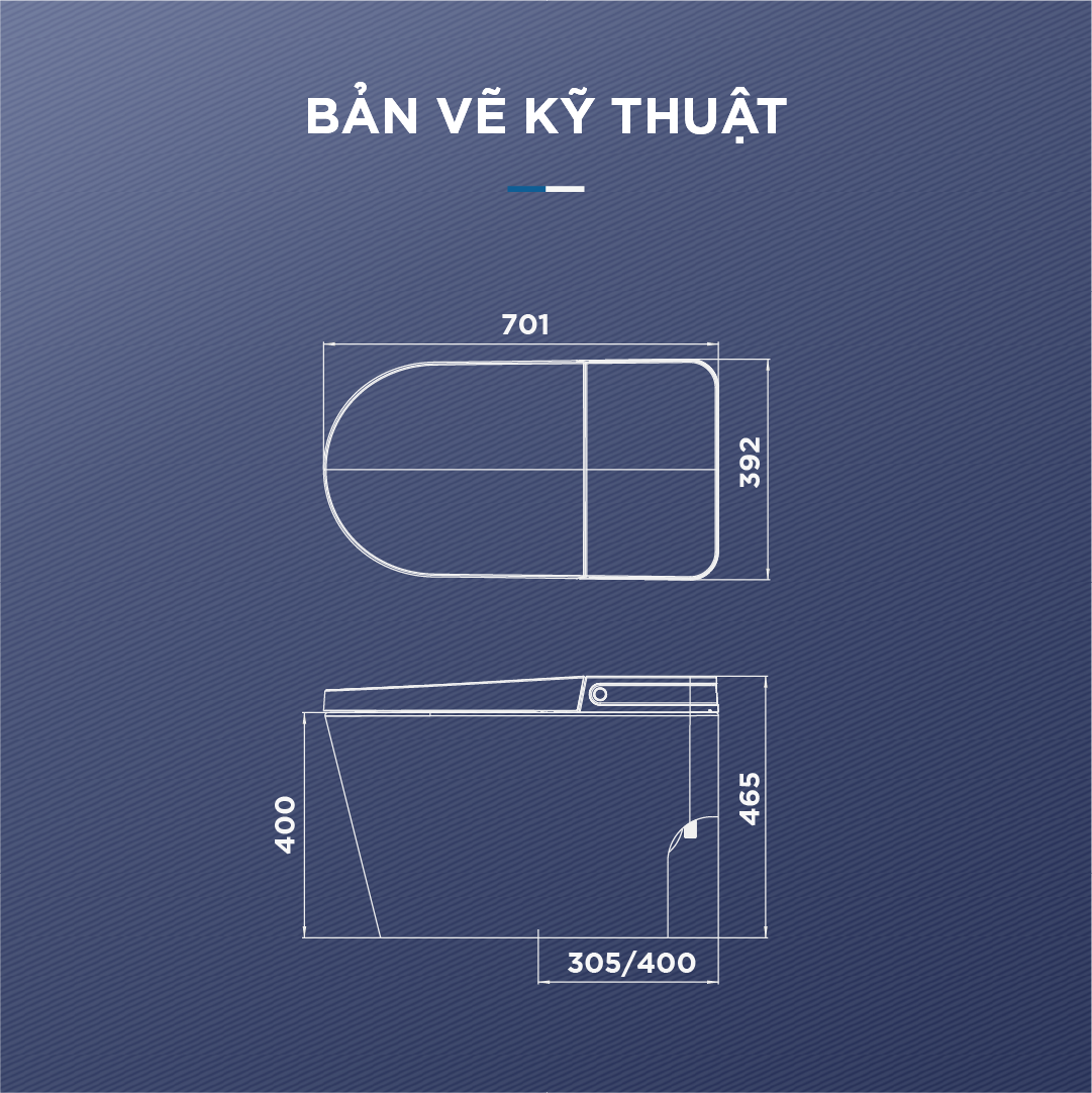 Kích thước bản vẽ bồn cầu thông minh Arrow AB1030-AM