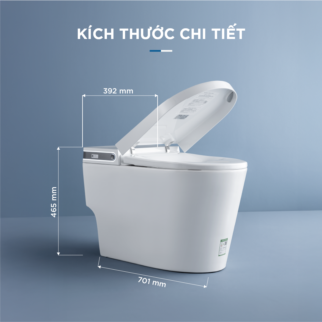 Kích thước chi tiết bồn cầu thông minh Arrow AB1030-AM