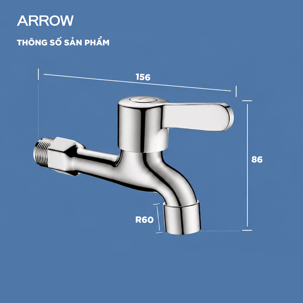 Vòi Hồ Lạnh Gắn Tường Arrow AD4603CP