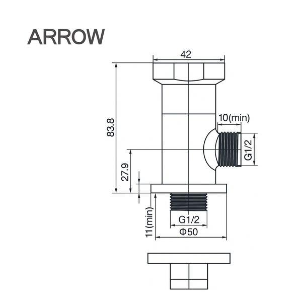 Ảnh bản vẽ kỹ thuật vòi lavabo lạnh Arrow AHGQ35003MCP