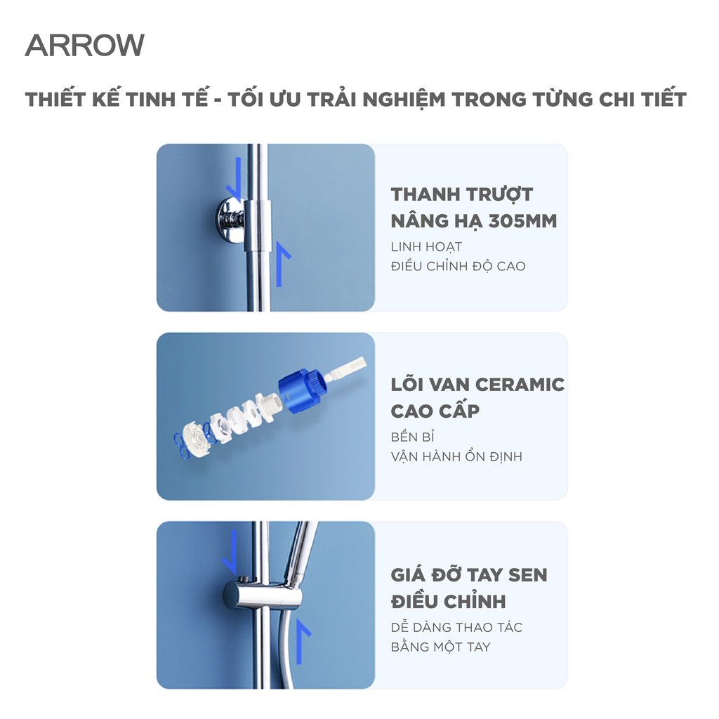 Vòi sen cây nóng lạnh Arrow AMG13S877SGGP