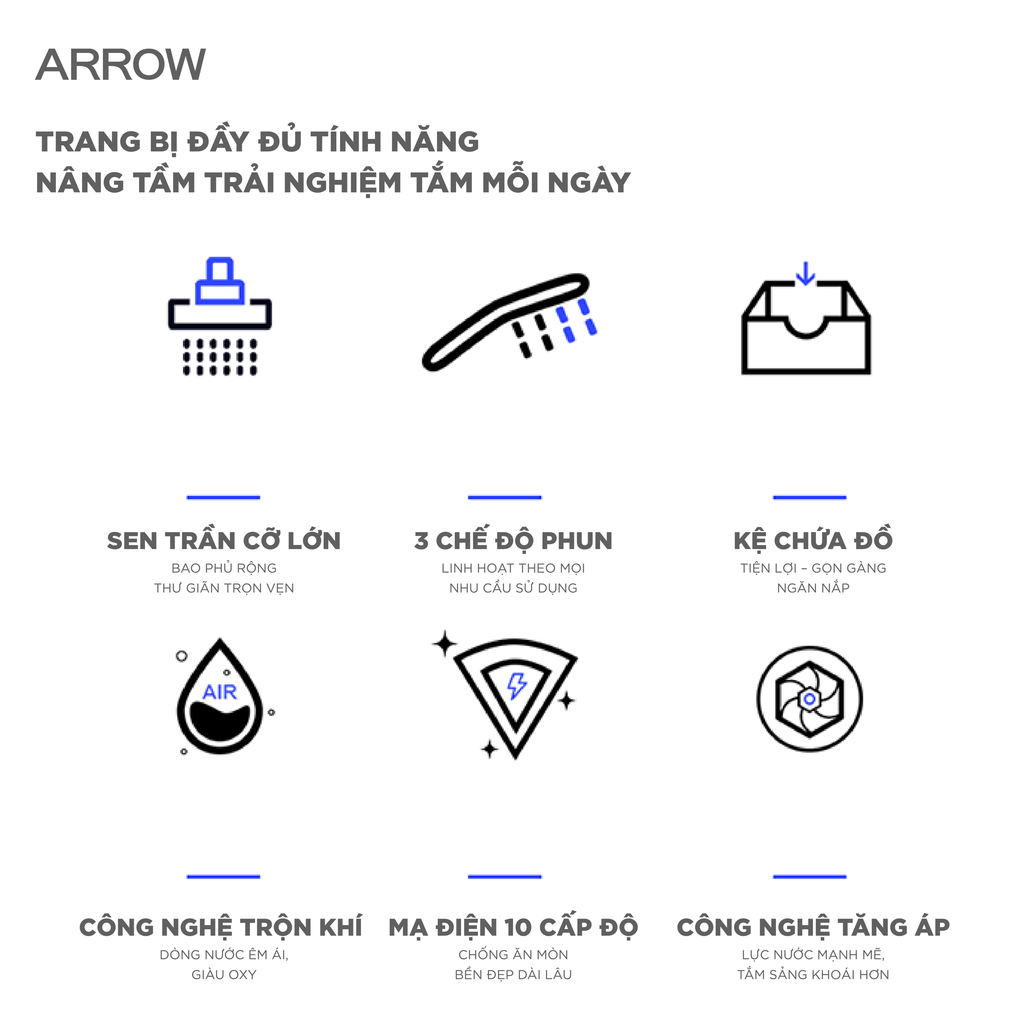 Vòi sen cây nóng lạnh Arrow AMG13S877SGGP