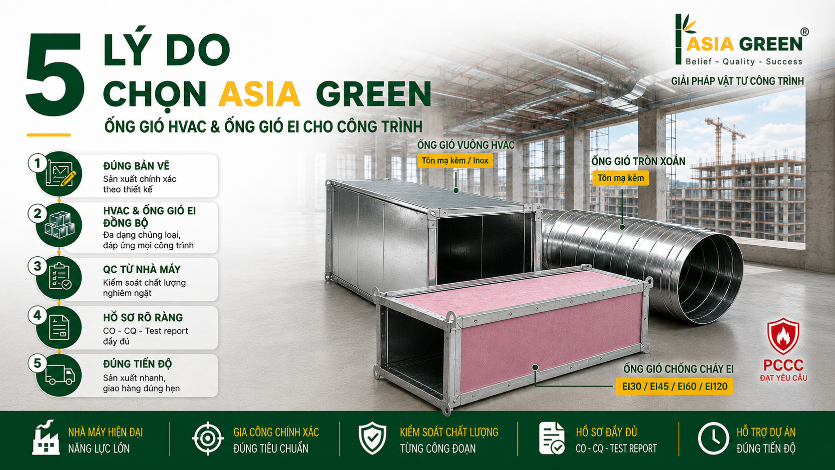 Vì Sao Nhiều Công Trình Chọn Ống Gió Asia Green?