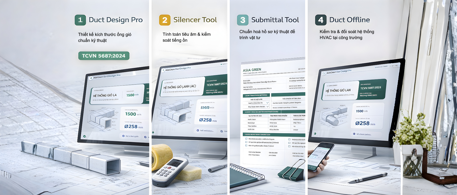 Bộ 4 Công Cụ Tính Toán HVAC Asia Green: Chuẩn Hóa Thiết Kế