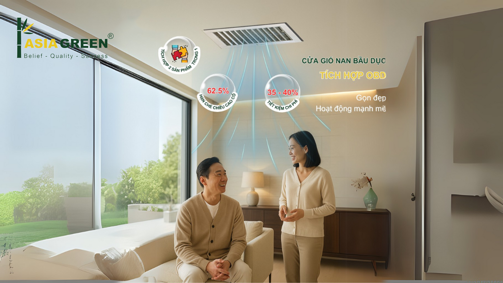 "Asia Green - Cửa Gió Nan Bầu Dục Tích Hợp OBD Sang Trọng, Hiệu Quả Cho Mọi Không Gian