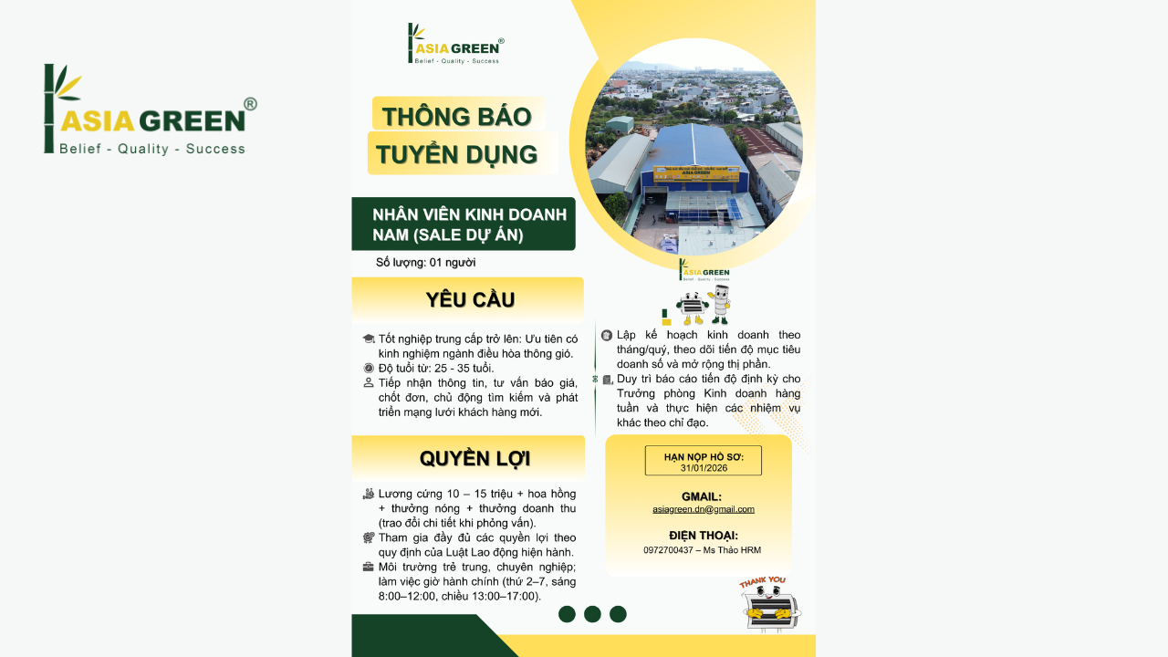 Tuyển Dụng Nhân Viên Kinh Doanh Dự Án 2026 - Asia Green Đà Nẵng