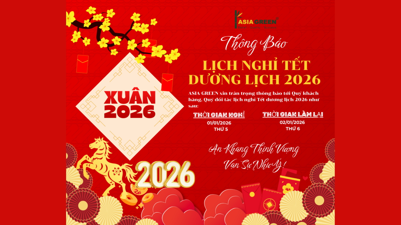 THÔNG BÁO: LỊCH NGHỈ TẾT DƯƠNG LỊCH 2026 TẠI ASIA GREEN