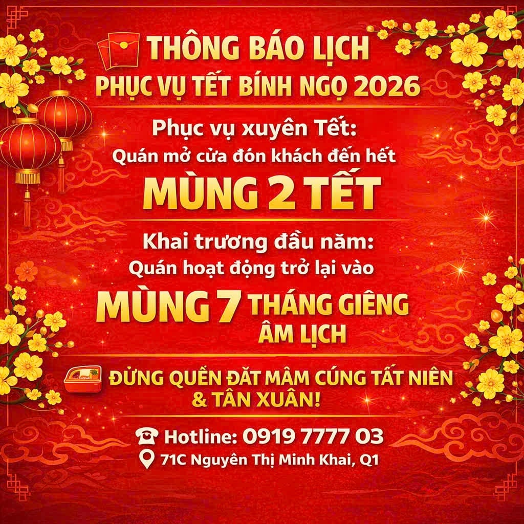 THÔNG BÁO LỊCH PHỤC VỤ TẾT BÍNH NGỌ 2026