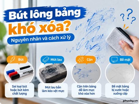 Bút lông bảng khó xóa: nguyên nhân và cách xử lý