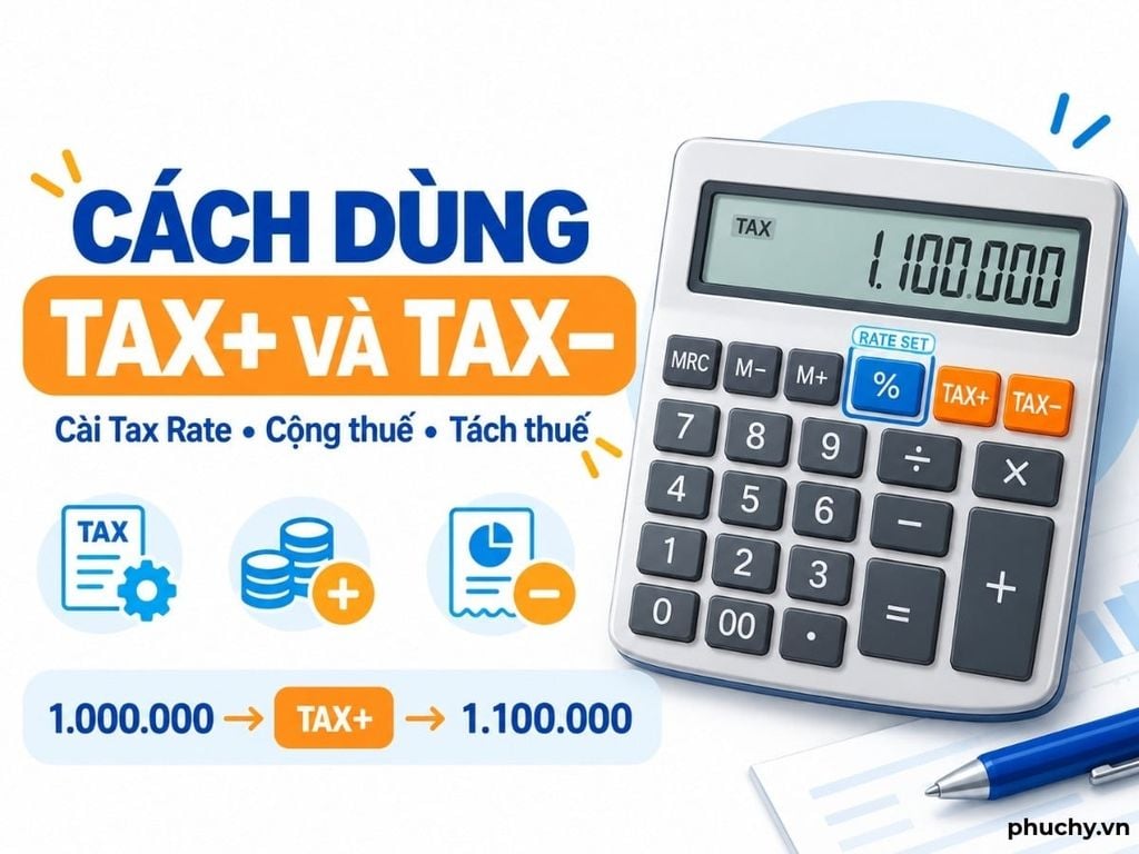 Cách dùng TAX+ và TAX− trên máy tính văn phòng
