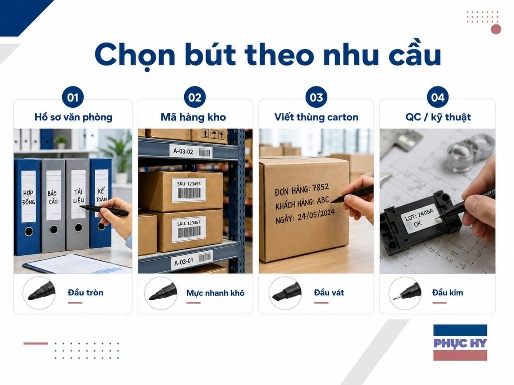 Bảng chọn nhanh bút lông dầu theo nhu cầu sử dụng