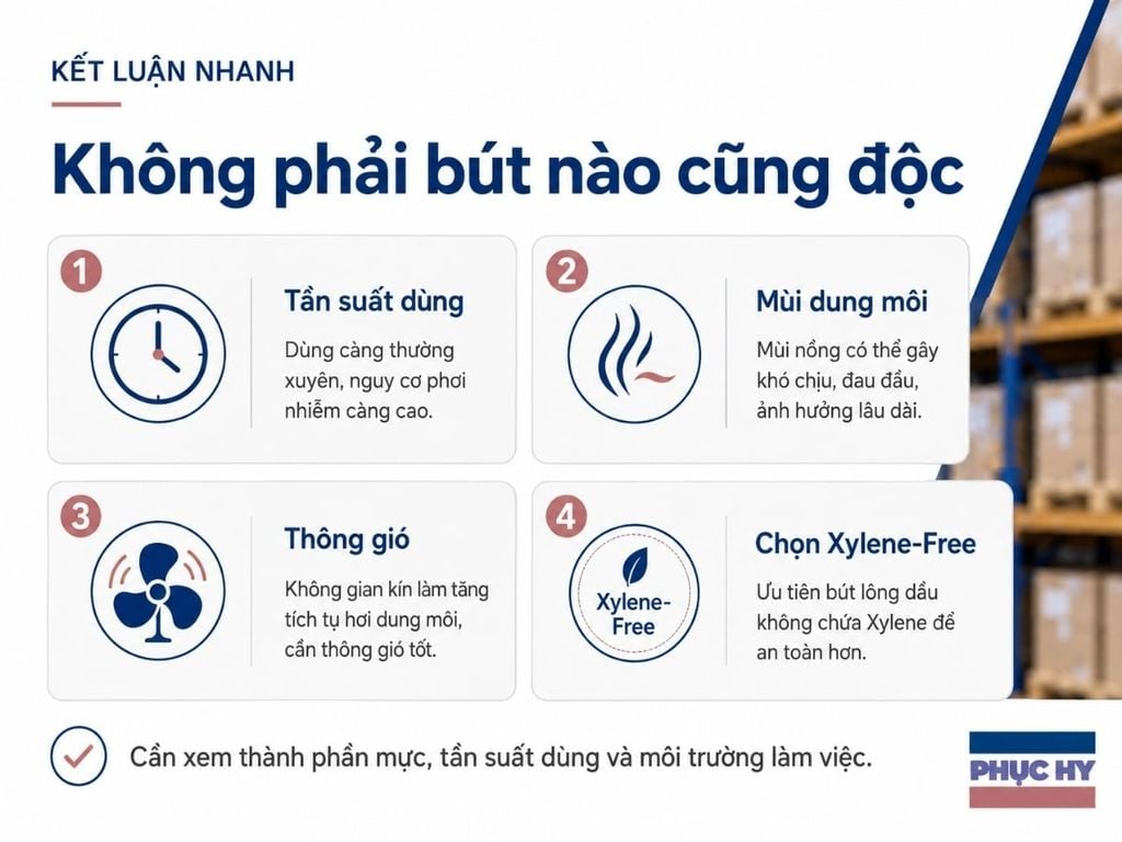Kết luận nhanh bút lông dầu có độc không