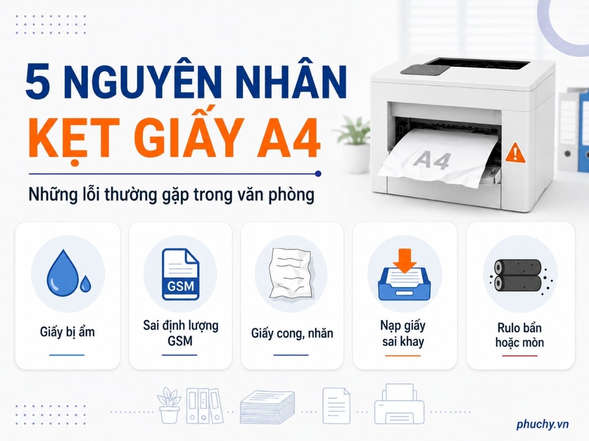5 nguyên nhân khiến giấy A4 bị kẹt máy in