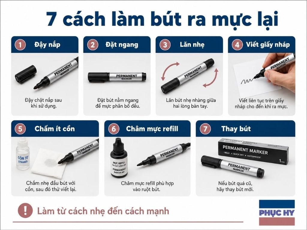 7 cách xử lý bút lông dầu bị khô