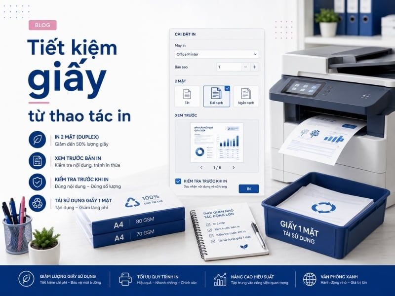 Cách tiết kiệm giấy in trong văn phòng bằng in hai mặt và kiểm tra bản in