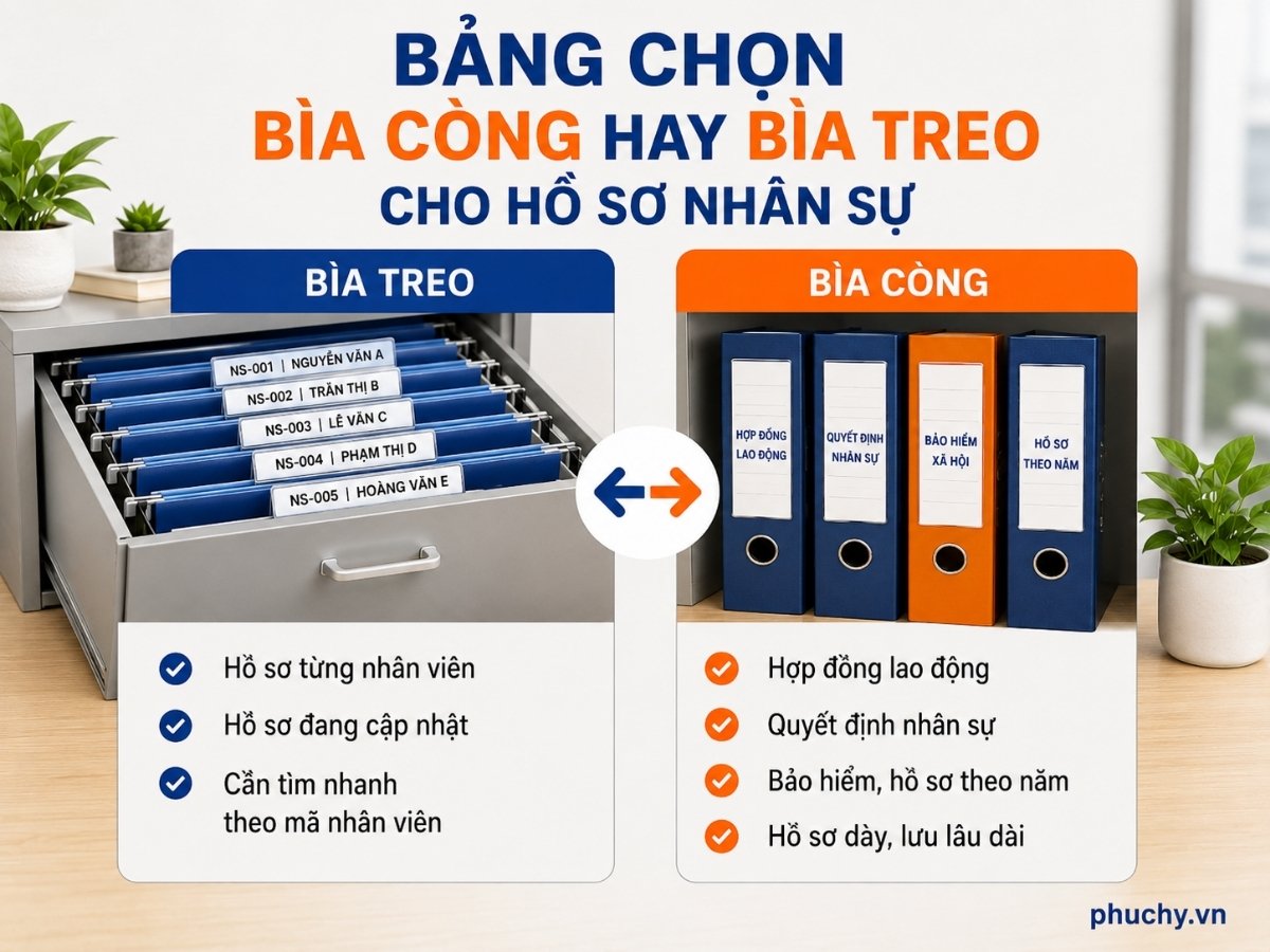 bảng chọn bìa còng hay bìa treo cho hồ sơ nhân sự